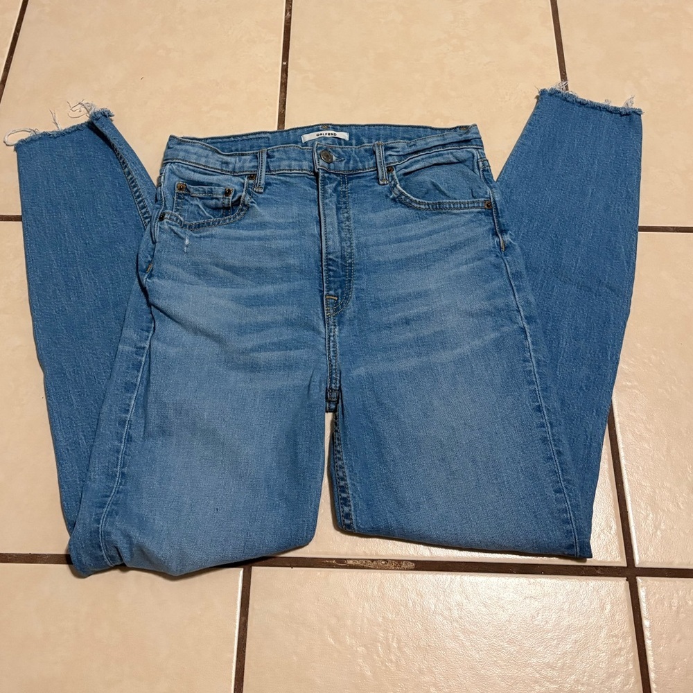 GRLFRND Distressed Light Blue Ankle Jeans